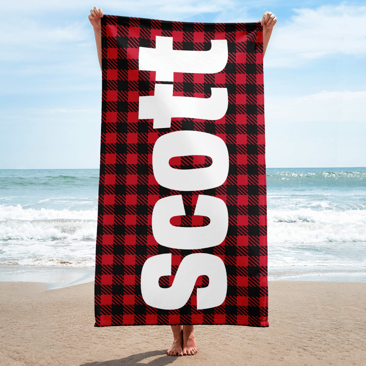 Checked Personalized Beach Towel