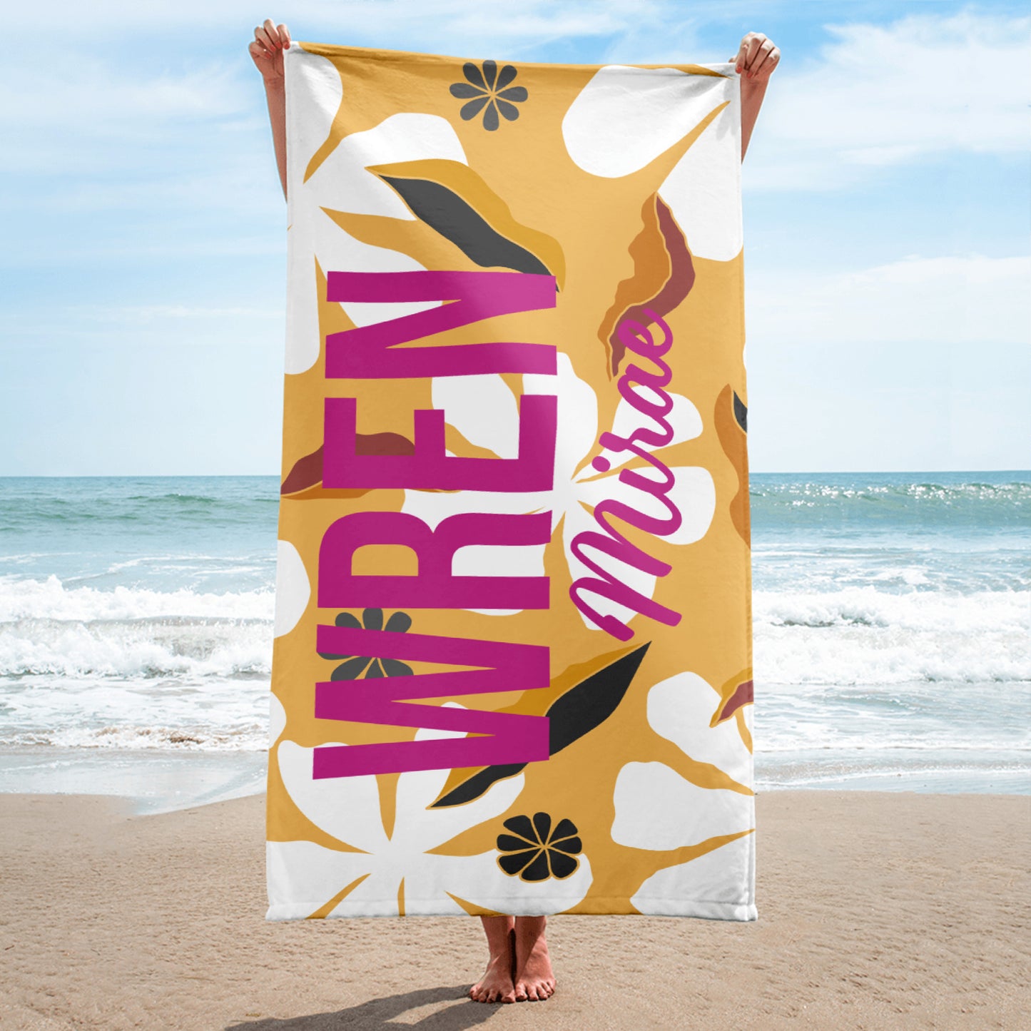 Floral Personalized Beach Towel