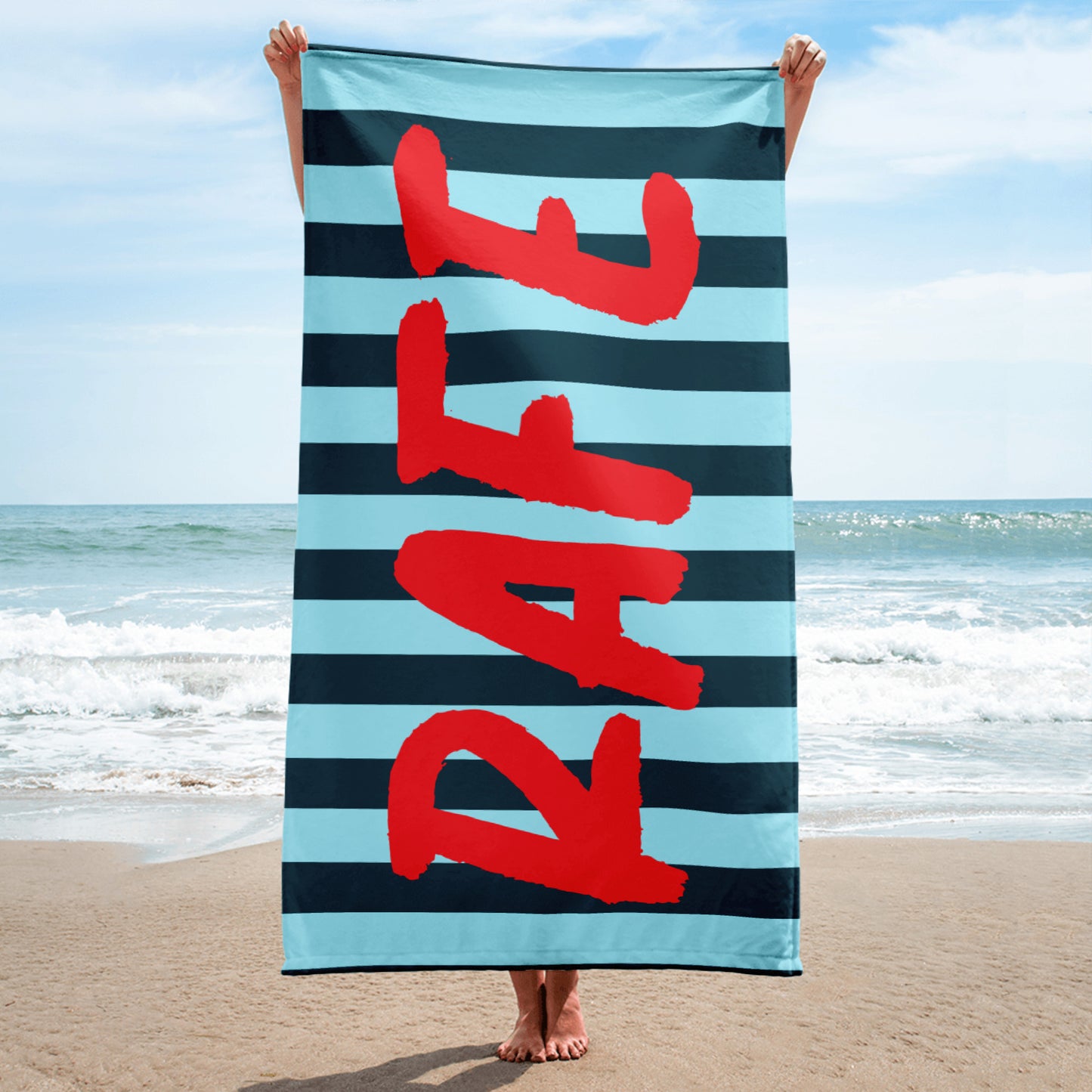 Blue Stripe Personalized Beach Towel