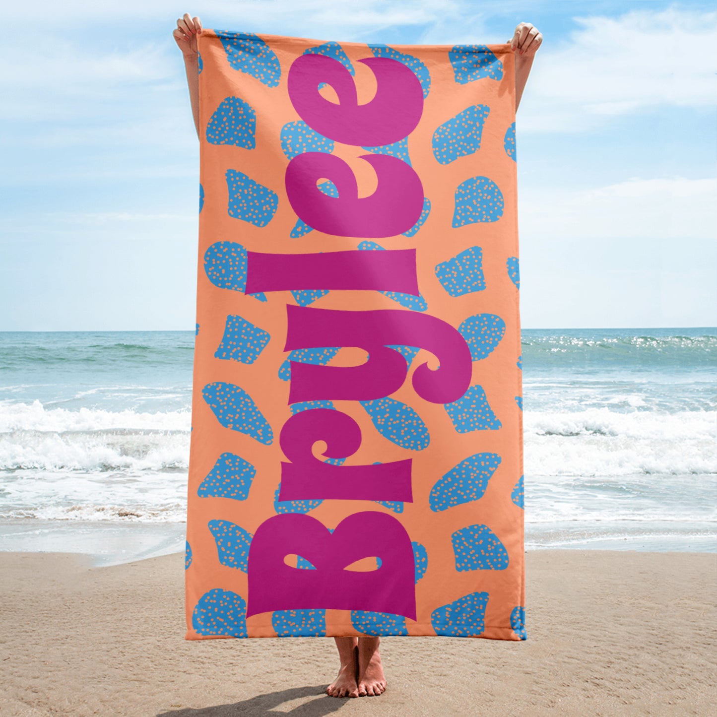 Giraffe Print Personalized Beach Towel