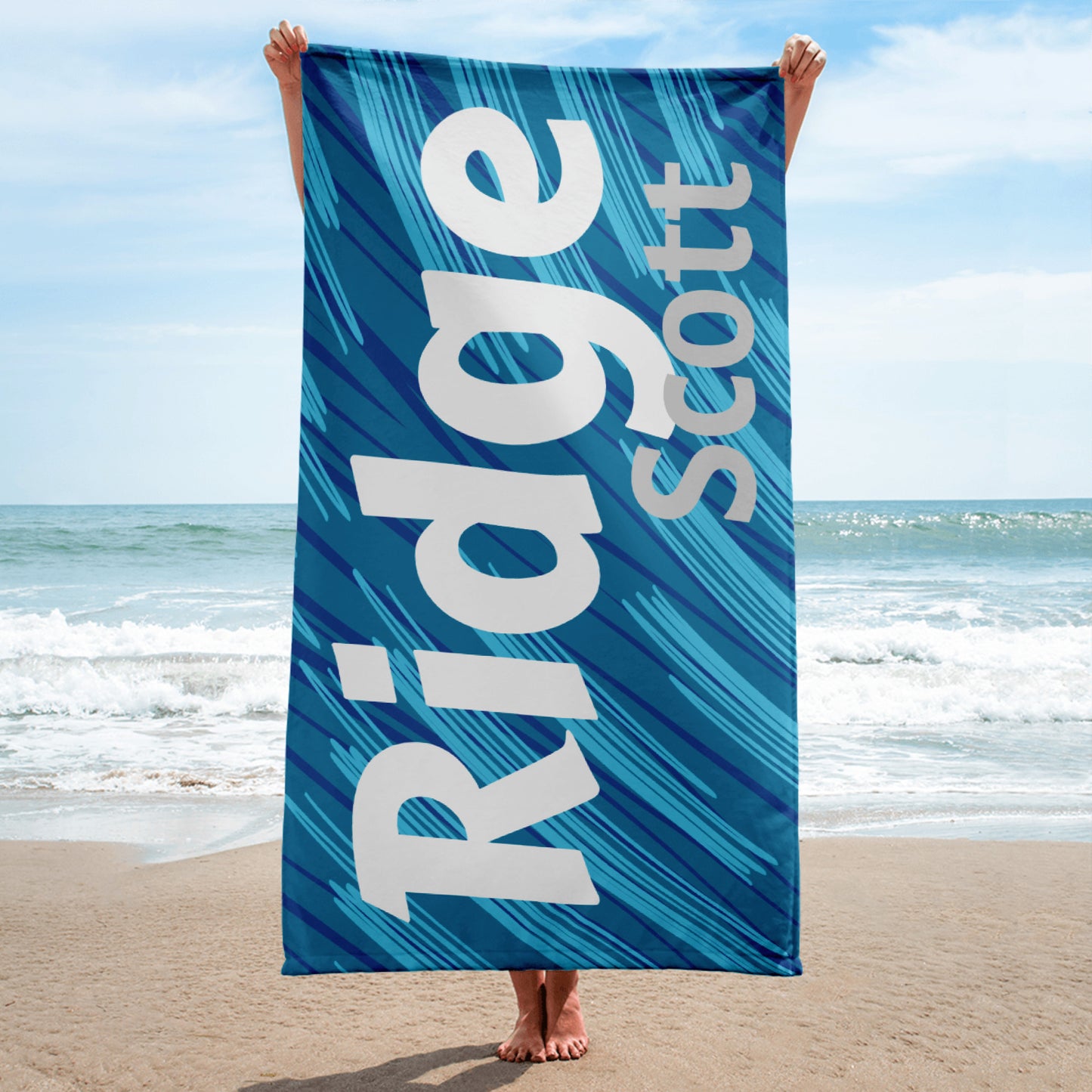 Blue Streak Personalized Beach Towel