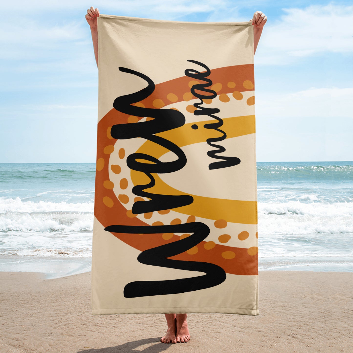 Boho Rainbow Personalized Beach Towel