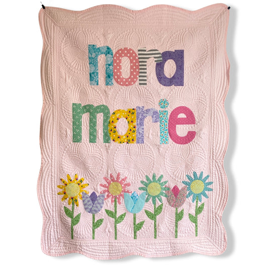 Tulip Garden Personalized Baby Quilt